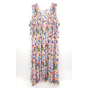 Women Within floral button up pin-tuck midi dress Size 4X sleeveless knit